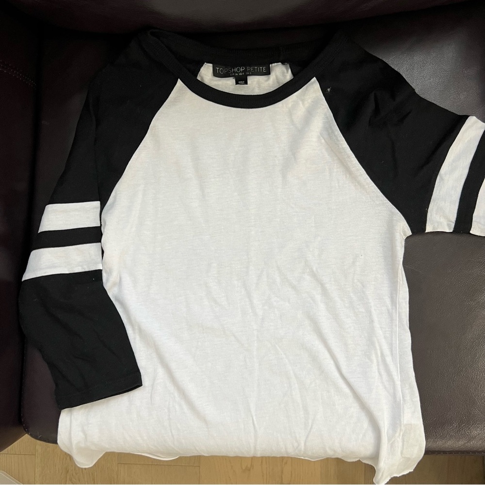 Topshop White and Black Raglan Sleeve Shirt
